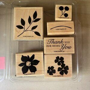 Stampin Up Best Blossoms 6 rubber stamps flowers stems leaves gratitude thanks